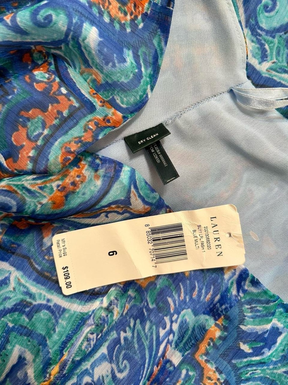 Lauren Ralph Lauren Blue Orange Paisley A-Line Midi Skirt Size 6 NWT - Picture 8 of 8